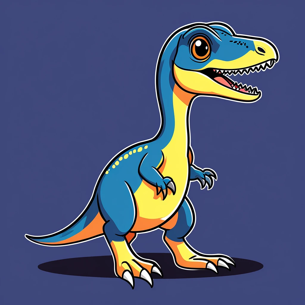 cute velociraptor, illustration, vector graphics, strong contours
