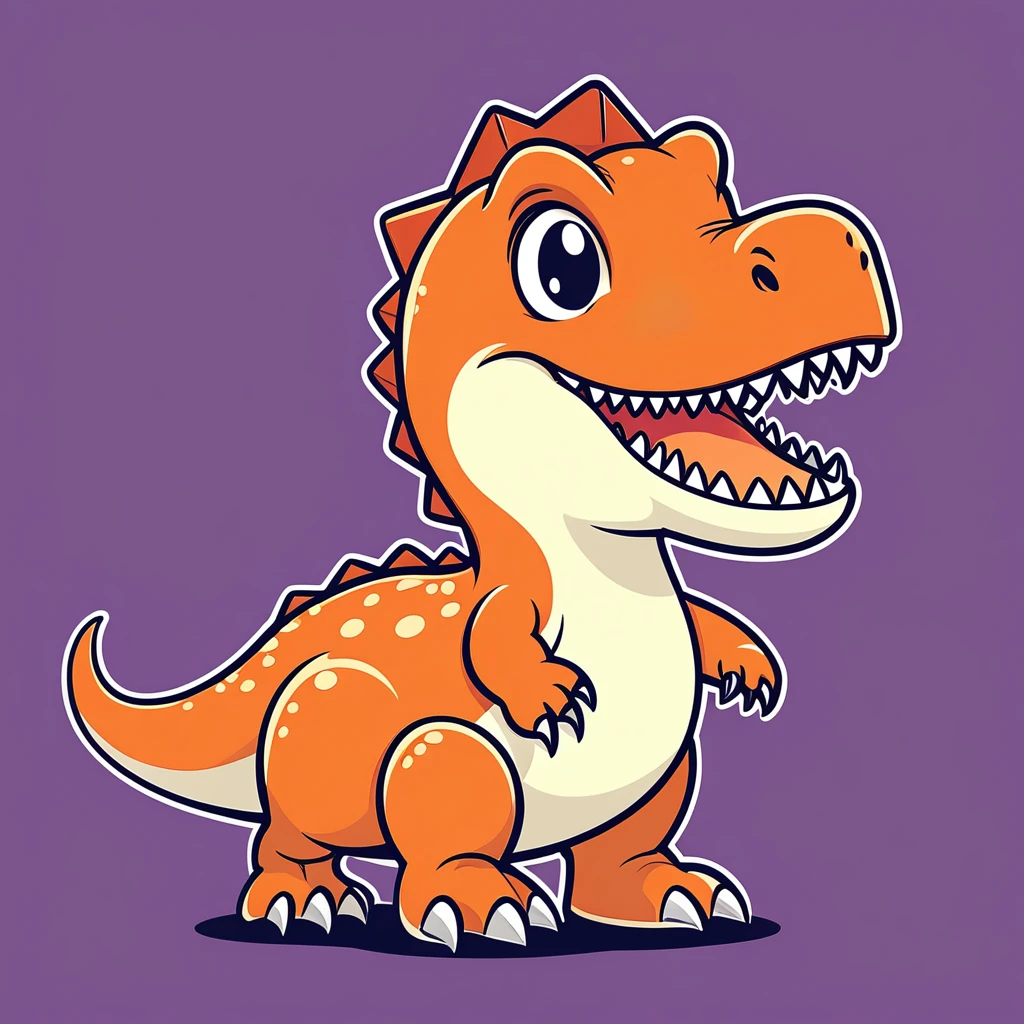 cute t-rex, illustration, vector graphics, strong contours
