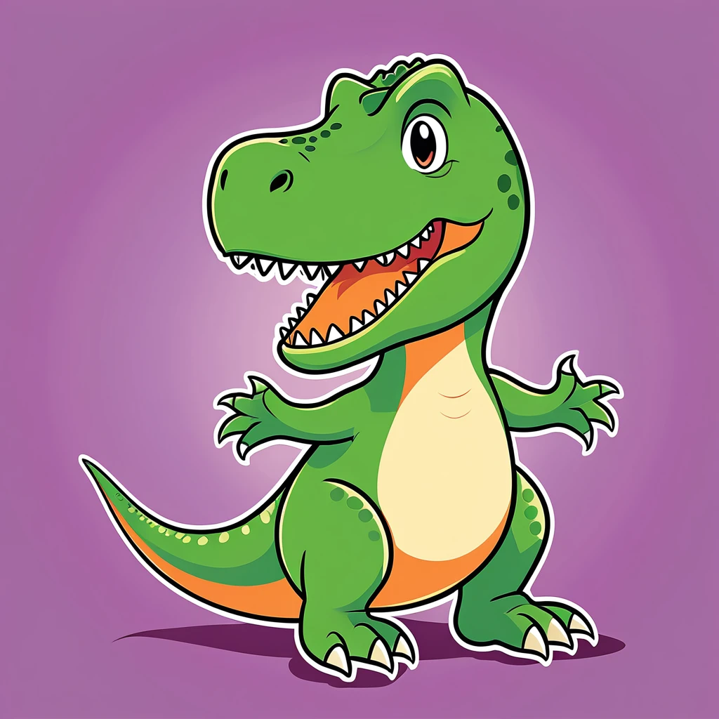 cute t-rex, illustration, vector graphics, strong contours