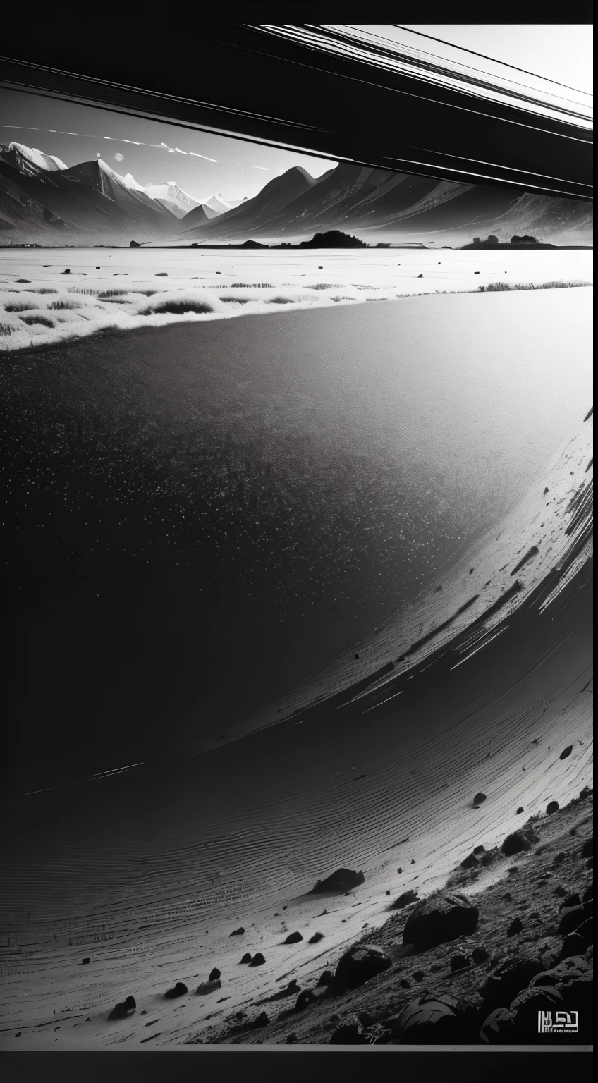 Autumn noise black and white poster abstract art apocalyptic landscape