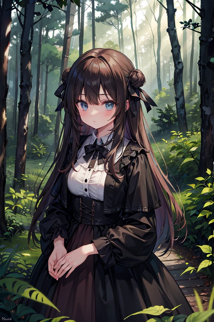 hunter，beautiful girl，forest，Dark，