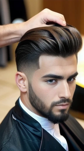 make a beautiful image of the judaean  men combed hair with focus on the face