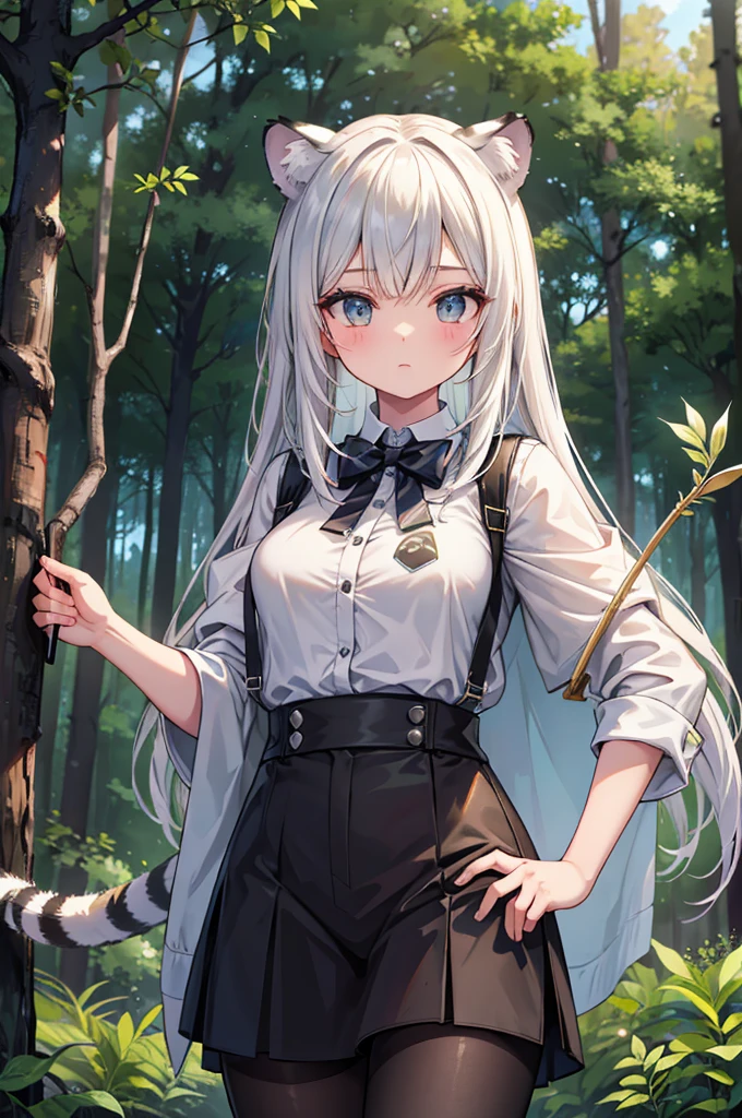 hunter,Bow and Arrow,beautiful girl,forest,Dark,White Tiger Mount,