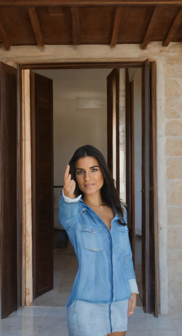 A 26 year old Spanish female taking selfie inside a big Spanish house high resolution Camera, High Lightning, Nice even shading, realistic, ultra, realistic, mega, realistic, micro, realistic, micro realism, In real, highly detail highly textured.