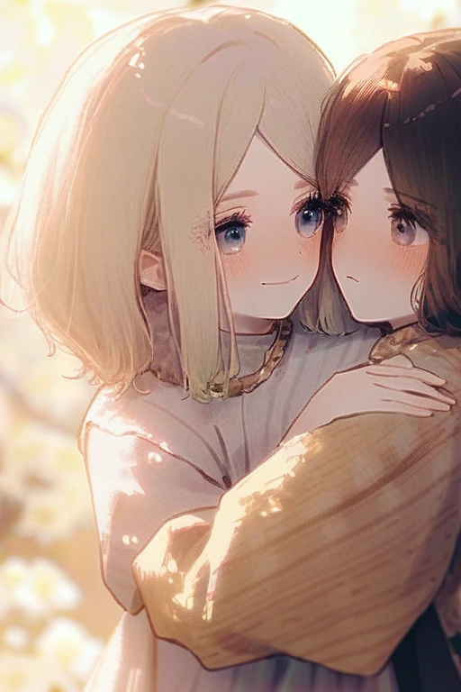((Лучшее качество)), ((шедевр)), (подробный), Two girls hug each other