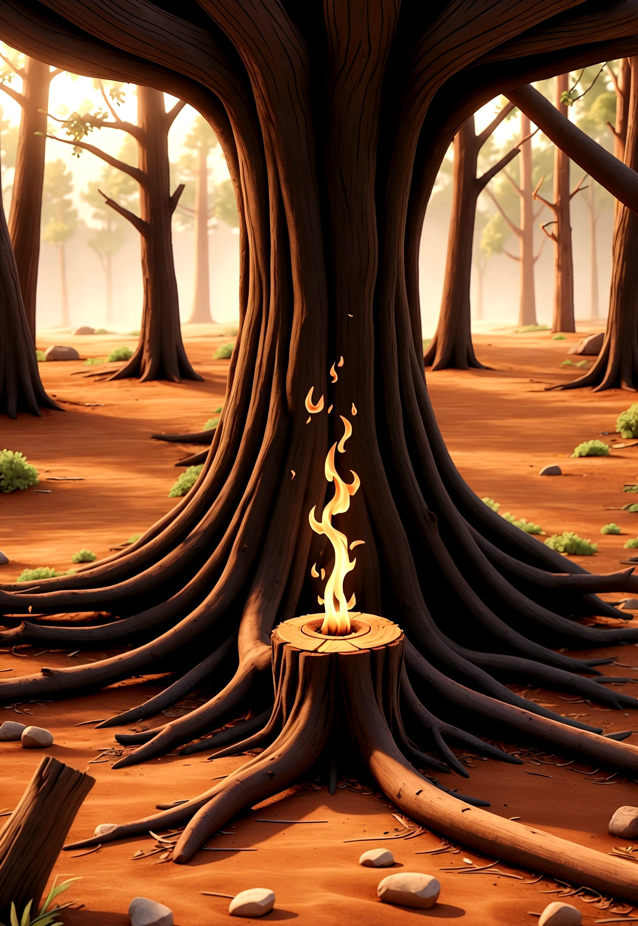 fallen and burned tree
