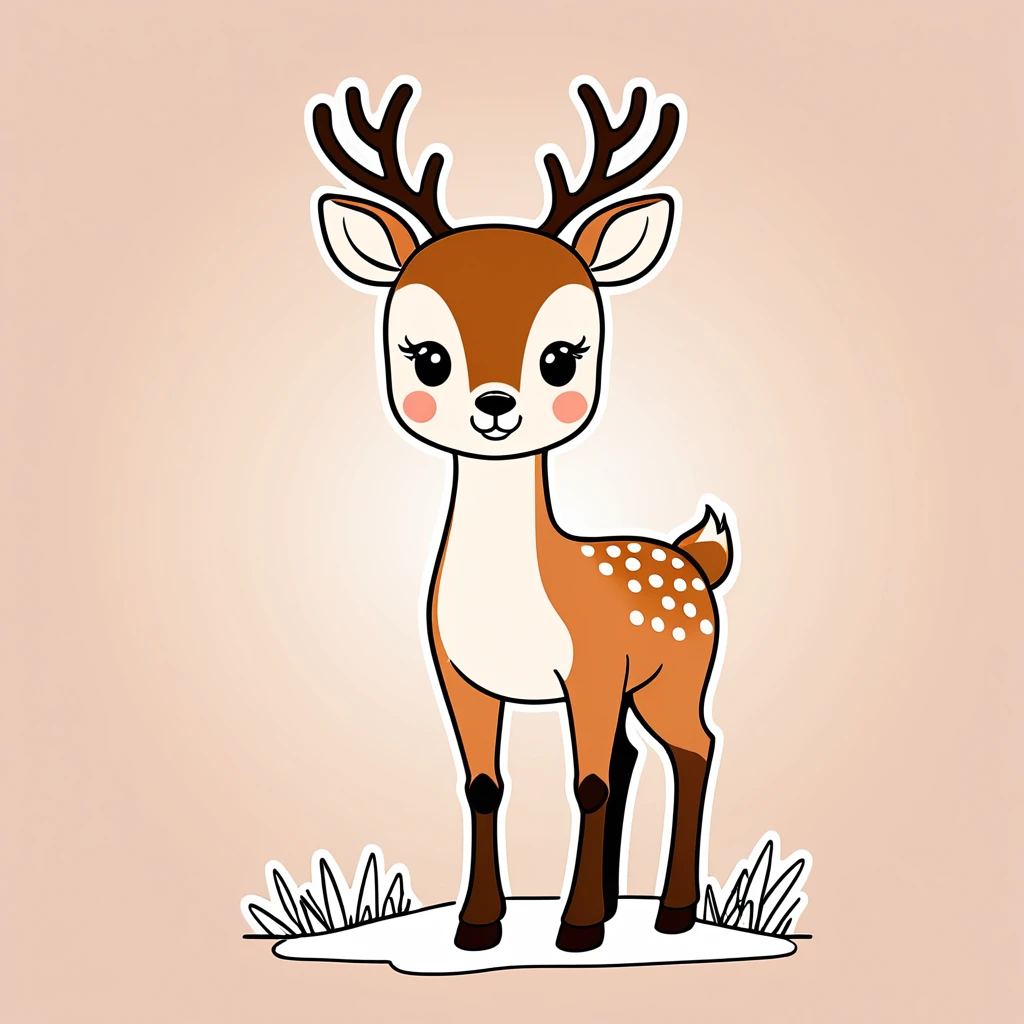 cute deer, illustration, vector graphics, strong contours