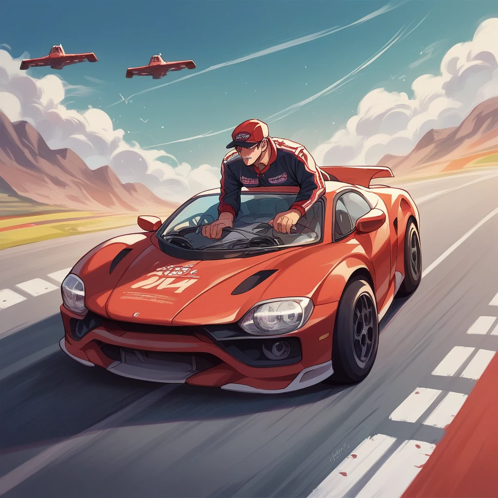 red_ racing_ automobile_Very_ steep