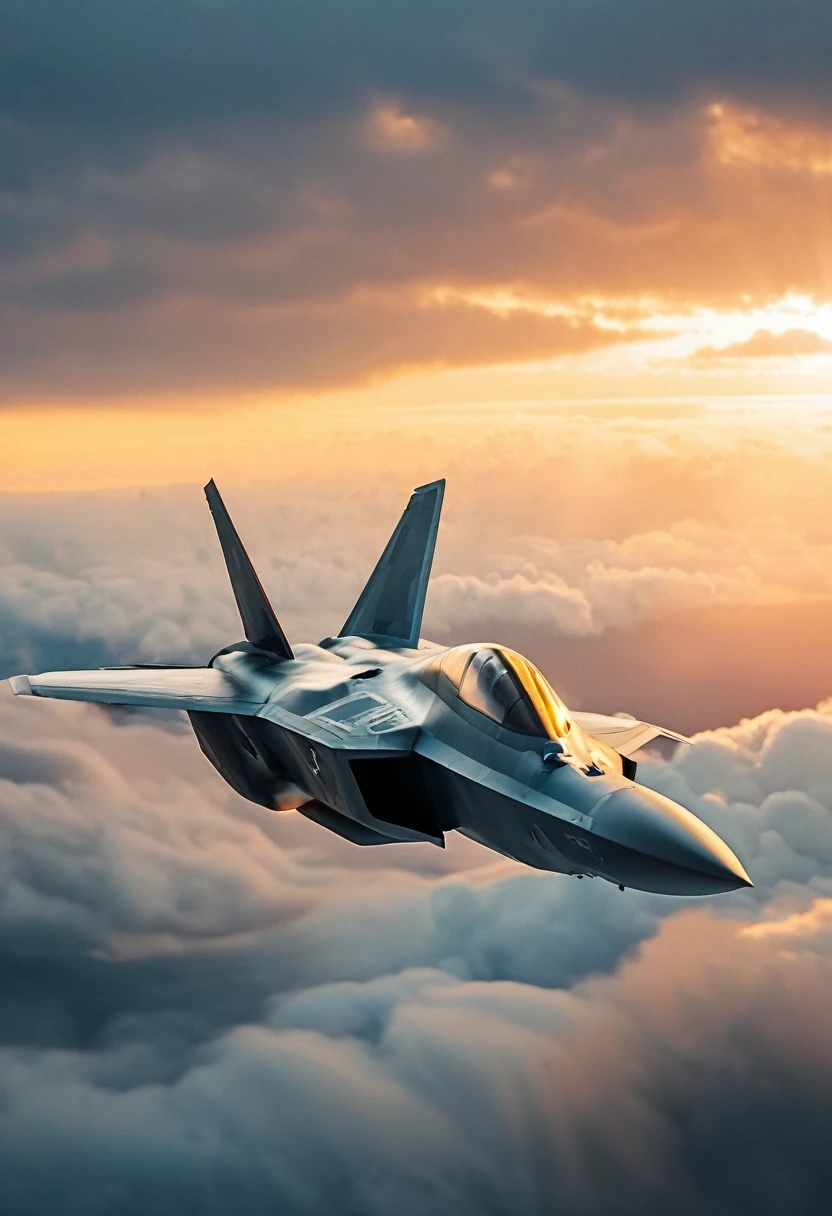 F-22 Raptor Fighter plane flying through cloudy sky, cinematic action camera, exciting epic action camera, masterpiece quality wallpaper, sharp details (masterpiece:1.2) (photorealistic:1.2) (bokeh) (best quality) (intricate) (8k) (HDR) (cinematic lighting) (sharp focus)