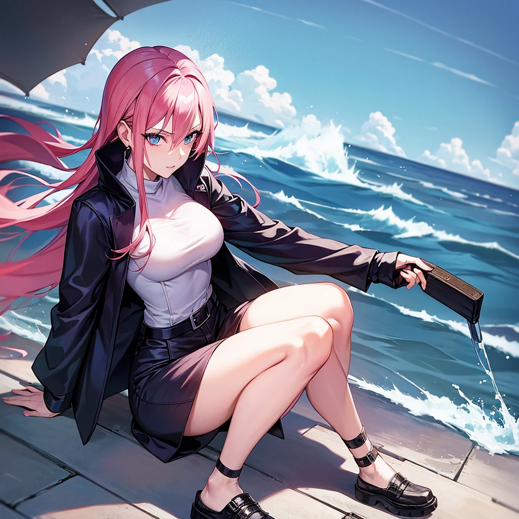 27-year-old woman with pink hair and blue eyes accompanied by suguru geto jujutsu kaisen