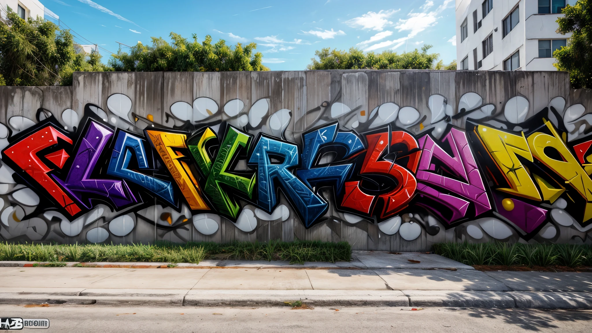 A wall, with ultra-realistic 3D graffiti, in the style of wynwood walls, no bright colors