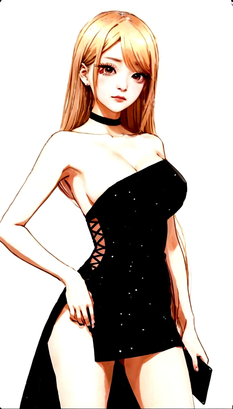 a woman in a black dress with a black purse, anime girl wearing a black dress, ( ( marin kitagawa # ) ), marin kitagawa *, seductive anime girl, marin kitagawa, she is wearing a black dress, beautiful alluring anime woman, glamorous marin kitagawa, anime woman, beautiful anime woman,  in dress