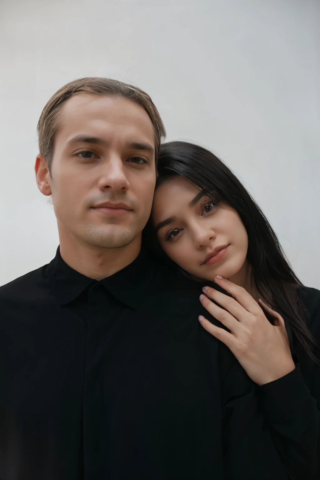 girl with black hair, guy in a black shirt