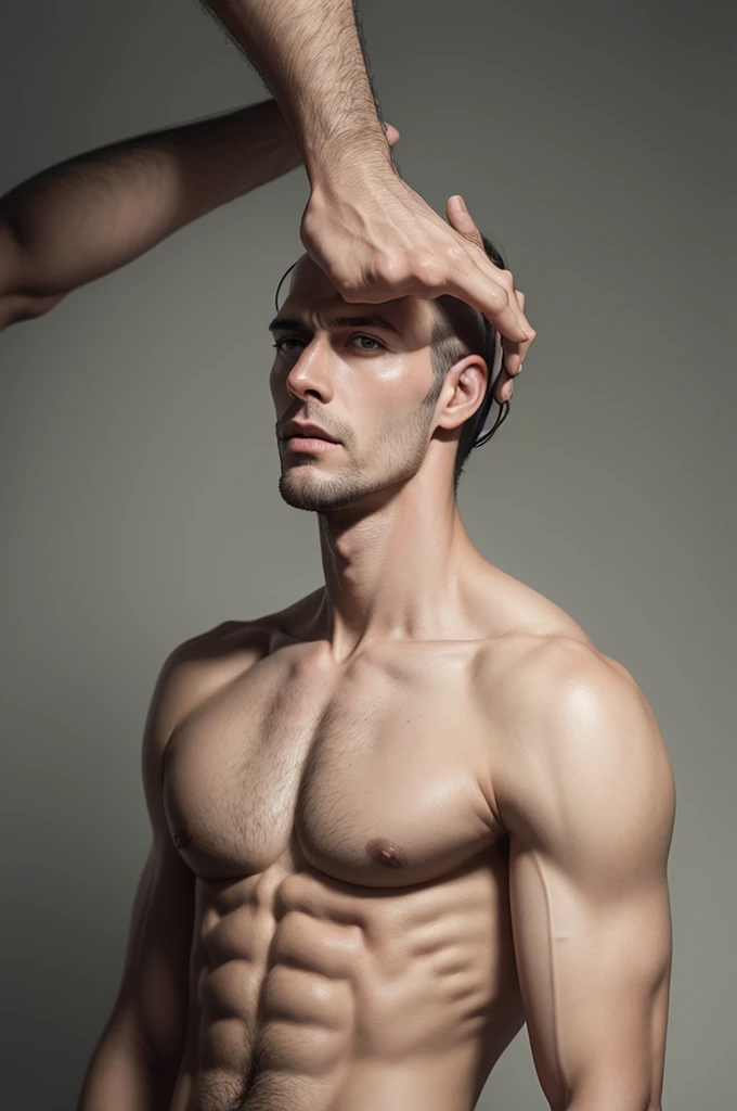 A tall man losing his hair realistic photo of human being