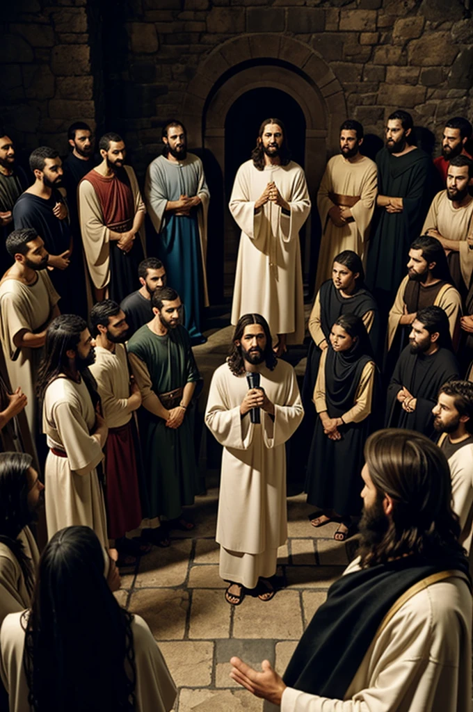 Jesus talking to his followers
