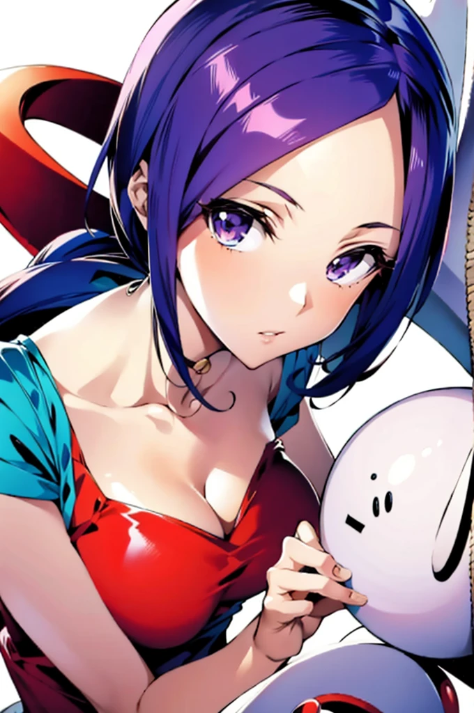 Create an anime girl with Squigly&#39;s hair and figure, but with a dark complexion. normal breasts, Put it in the heart of a bustling city, with tall buildings and bright lights. Your brown hair should stand out in this urban environment. Detail your facial expression and how you interact with the city&#39;s lively nightlife