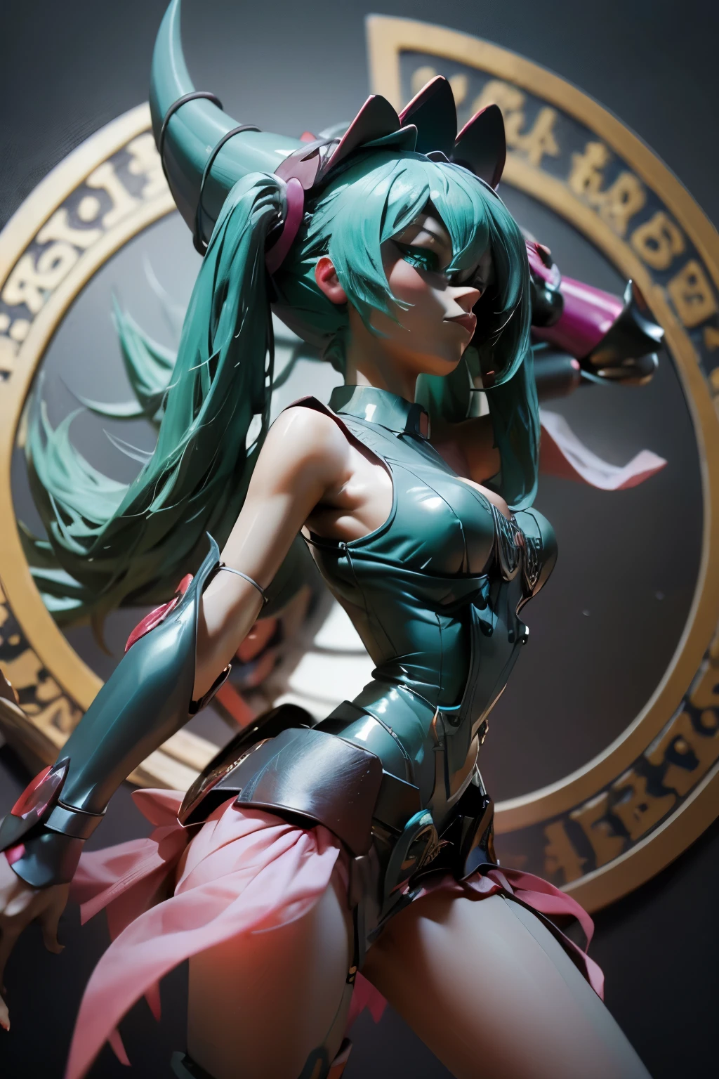 Hatsune Miku disguised as dark magician gils. Pose sexy y sensual. big . dark magician gils costume 