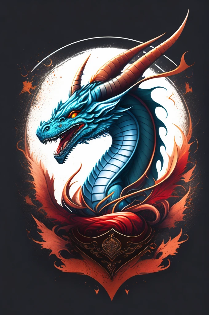 A t-shirt with a Dragon, t shirt design, rzminjornada, vectorial art, White background