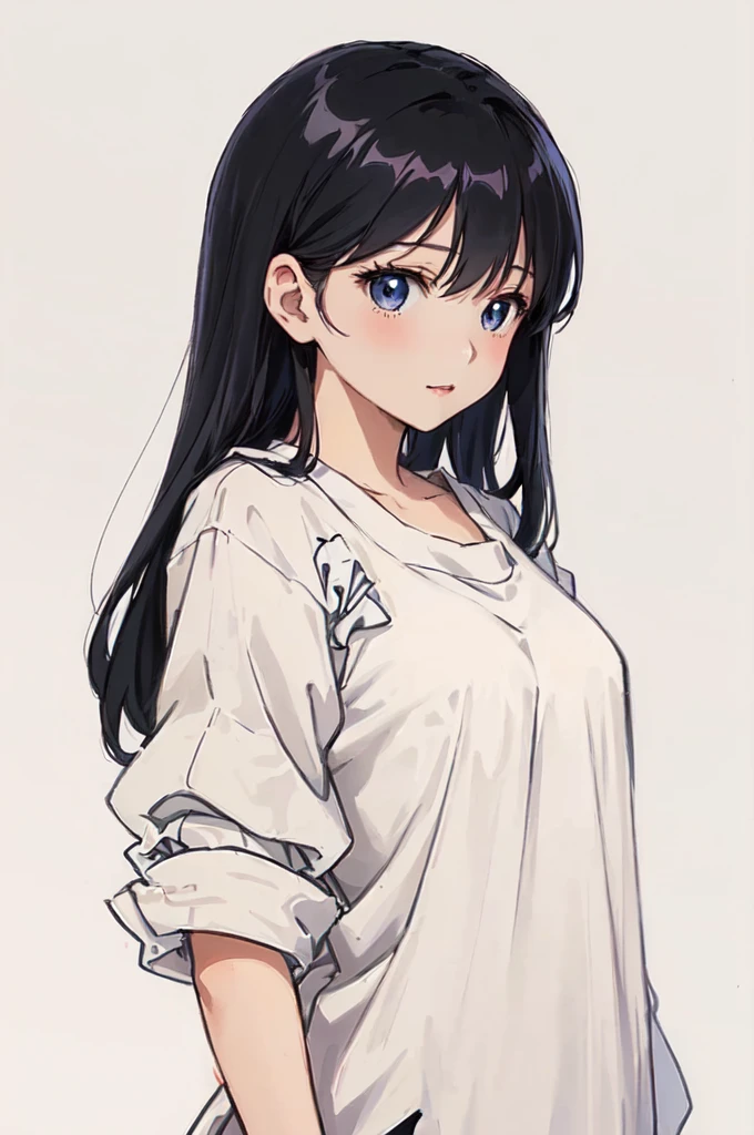 Anime Girls with long black hair and white shirt, cute Anime Girls, Beautiful anime portraits, Anime Girls, (Anime Girls), portrait Anime Girls, an Anime Girls, Anime style portrait, Cute girl anime visuals, pretty Anime Girls, beautiful Anime Girls, young Anime Girls, portrait of an Anime Girls, Anime Moe Art Style, cute Anime Girls portrait