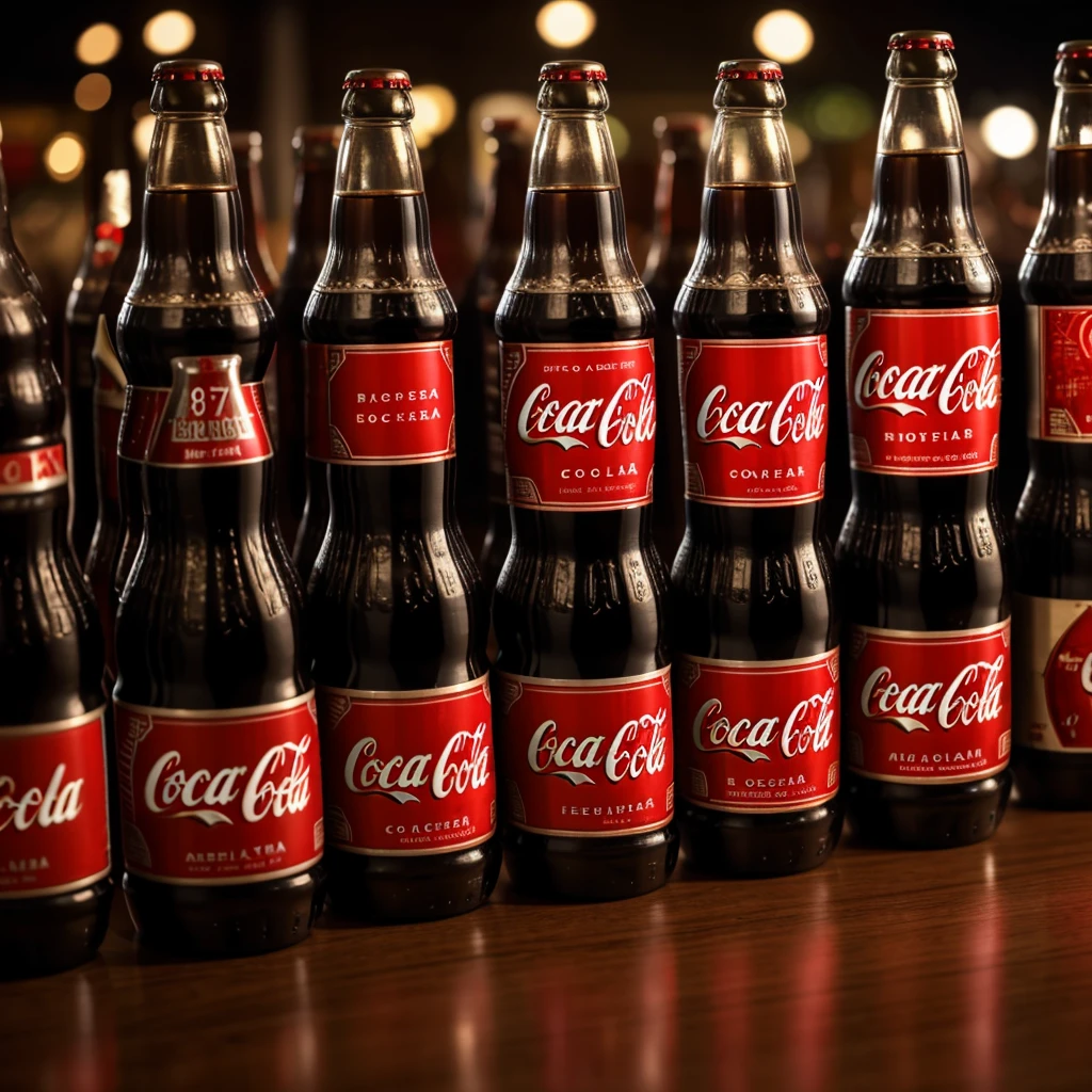 Various bottles of Coca Cola, 8K, cinematic.