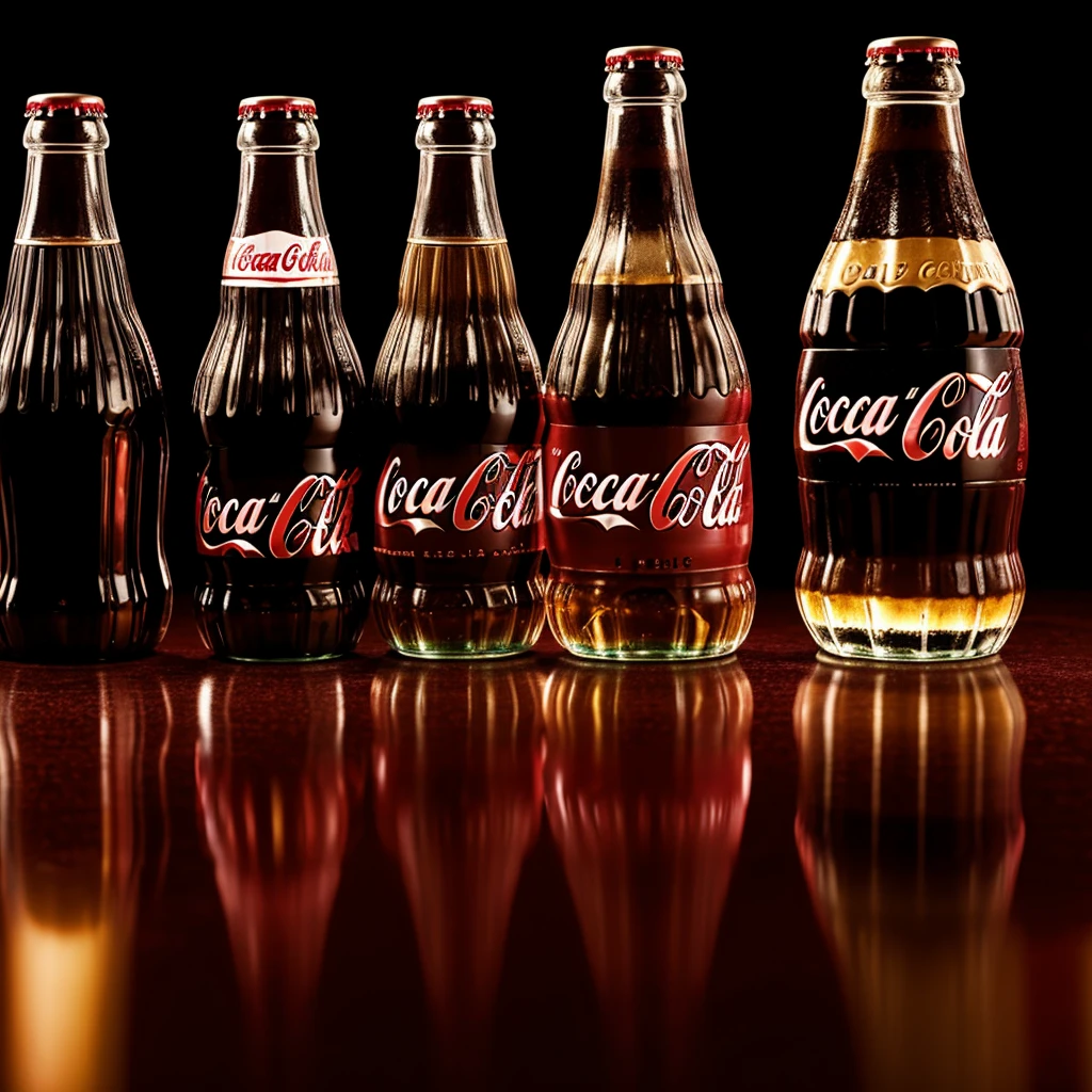 Various bottles of Coca Cola, 8K, cinematic.
