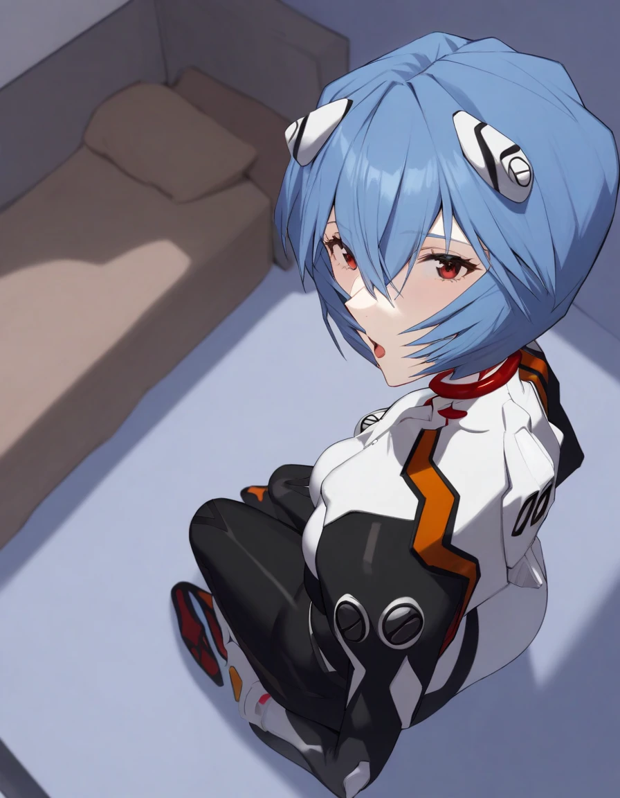 ((Highest quality, 8k wallpaper)),(masterpiece, Highest quality),Very detailed,High resolution,(Official Art:1.3),(((Anime screenshots,Black outline))),One girl,alone, Break mer1,(Rei Ayanami {Neon Genesis Evangelion,}1.2),masterpiece, best quality, outdoor, 1girl, Solo,red eyes,short hair,blue hair, (White plug suit:1.4), skin tight,(Tired look, A look of regret, Struggled, Half-closed eyes, fear, humiliation, Frightened, anxiety:1.3),(((Covered in sweat, Mass sweat, Sweating profusely,steam:1.7))), (kneeling, hands on floor:1.8), (Dirty Costume with mud,gym storeroom:1.5)(((sweat,Sweatdrop,flying Sweatdrops, sweating profusely,wet,wet clothes,wet hair,messy hair))),