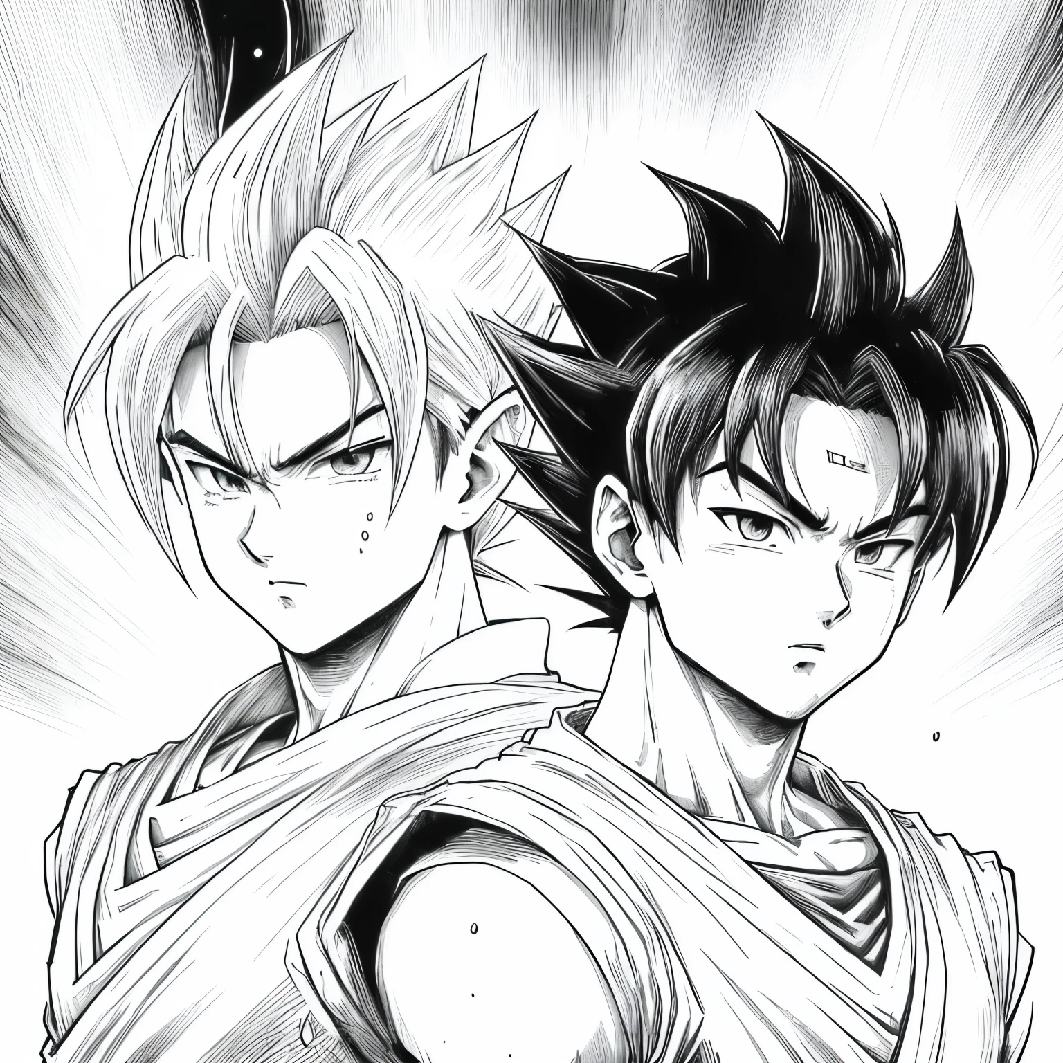 a drawing of a young gohan with black and white background, highly detailed portrait of Goku, stunning manga art style, hyper detailed manga drawing, detailed manga style, portrait of Goku, Goku portrait, Son Goku, black and white manga style, Goku, manga”, ultra instinct, award-winning manga style, art of akira toriyama