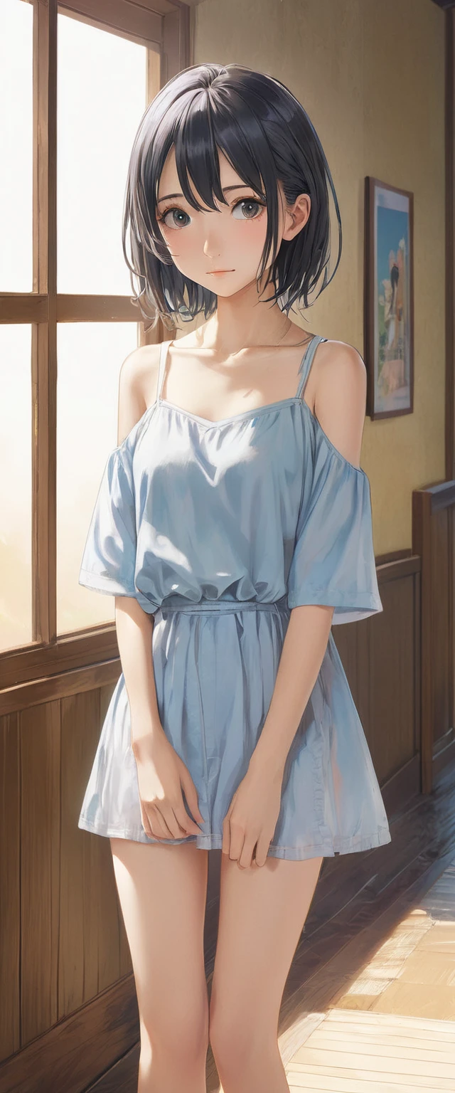 (masterpiece, Highest quality:1.2), One girl, alone,bony body、15 years old、Anime Style