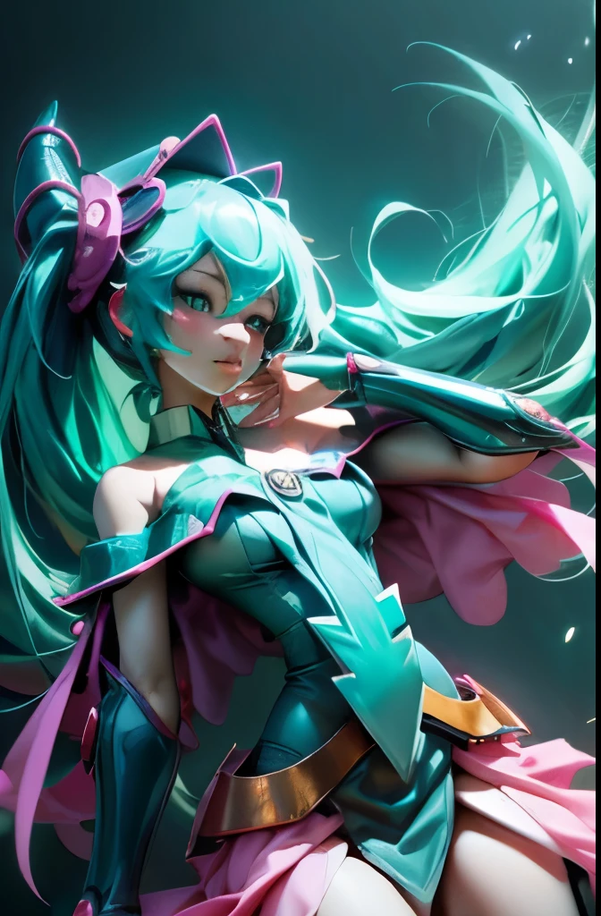 Hatsune Miku dressed as a dark wizard. Pose sexy y sensual. Big . gils dark wizard costume