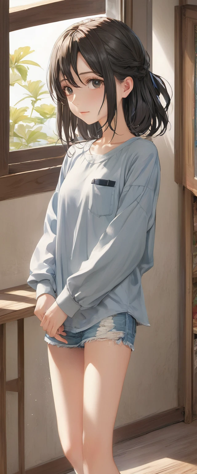 (masterpiece, Highest quality:1.2), One girl, alone,bony body、15 years old、Anime Style