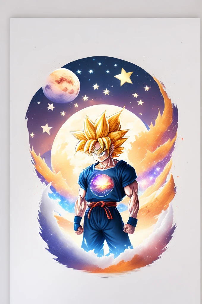 dragon ball, Starry sky, White background, t shirt design, rzminjornada, vectorial art