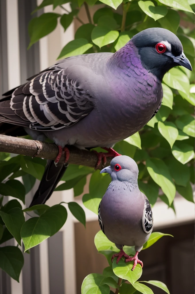 a black plant with a pigeon