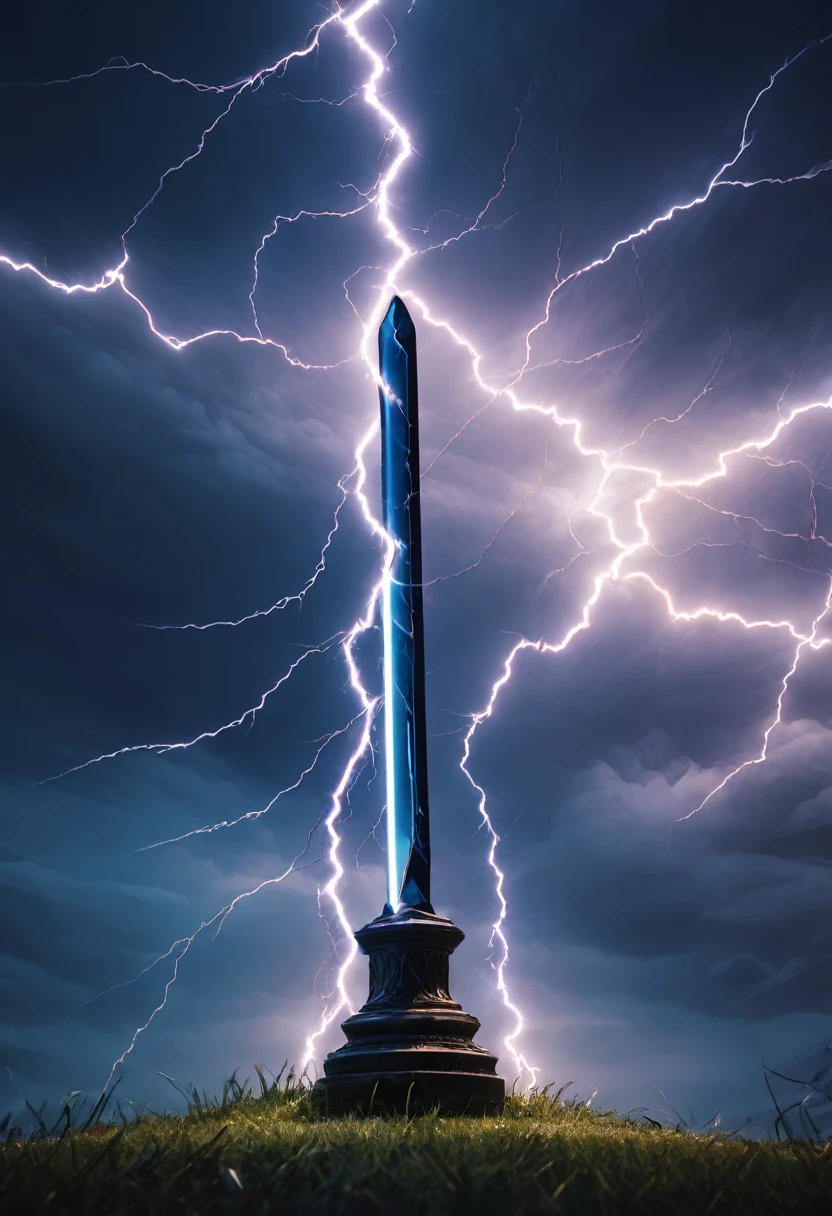 an extremely detailed 4k picture of a shortsword made of lightning