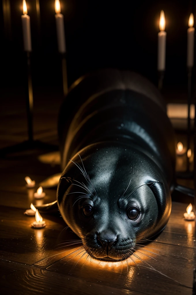 A demonic seal drawn on the floor in intricate detail, lit by flickering torches.cinematic,Realistic, cinematic, high 8k resolution,hyperrealism,cinematic lighting, professional photography,