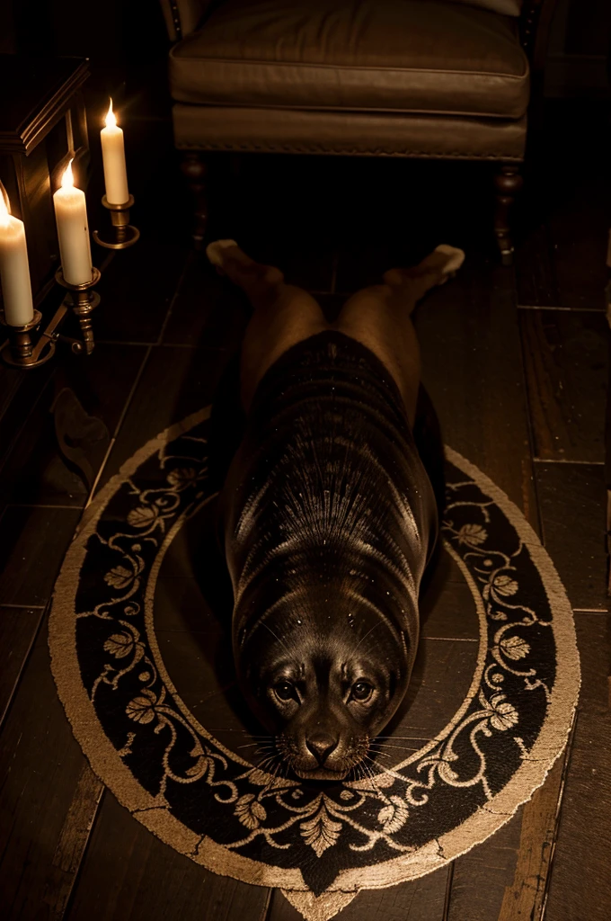 A demonic seal drawn on the floor in intricate detail, lit by flickering torches.cinematic,Realistic, cinematic, high 8k resolution,hyperrealism,cinematic lighting, professional photography,