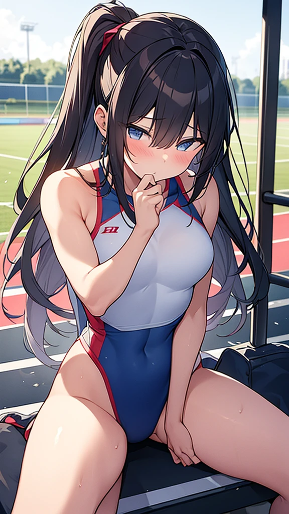 {{A girl from the track and field club straddles a man's crotch and has intense vaginal sex}}, (32k, anime: 0.8), 6+ girl, ((A girl has intense vaginal sex with a man:1.5)), (18 year old girl: 1.4), A neat and clean woman, (Bouncing Ample breasts: 1.4), valley, (Cheeky Smile: 1.1), (Black knee socks: 1.1), Camisole, mesh (White, black and light blue Tank top: 0.9), (Tube top: 1.1), T-Shirts, Off-the-shoulder crop top, mini skirt, sneakers, sandals, (Gym suit: 0.9), (Toned body: 0.9), Compression shorts, (Track and field athlete: 1.1), (cute: 1.1), (Purple hair bob cut: 1.1), (Large, bouncy breasts: 1.1), (Nipples rubbed and felt good: 1.2), Front, ((Having intense vaginal sex with a man:1.5)), (Shake your body violently: 1.2), ((The girl pistons her body violently: 1.3)), Hustle, Girl's home, NSFW