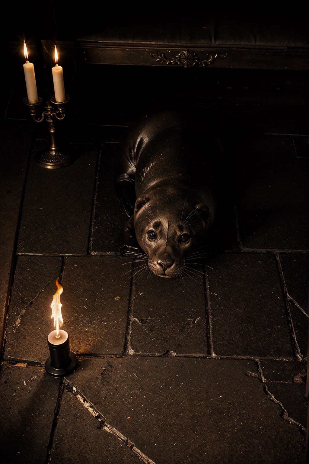 A demonic seal drawn on the floor in intricate detail, lit by flickering torches.cinematic,Realistic, cinematic, high 8k resolution,hyperrealism,cinematic lighting, professional photography,