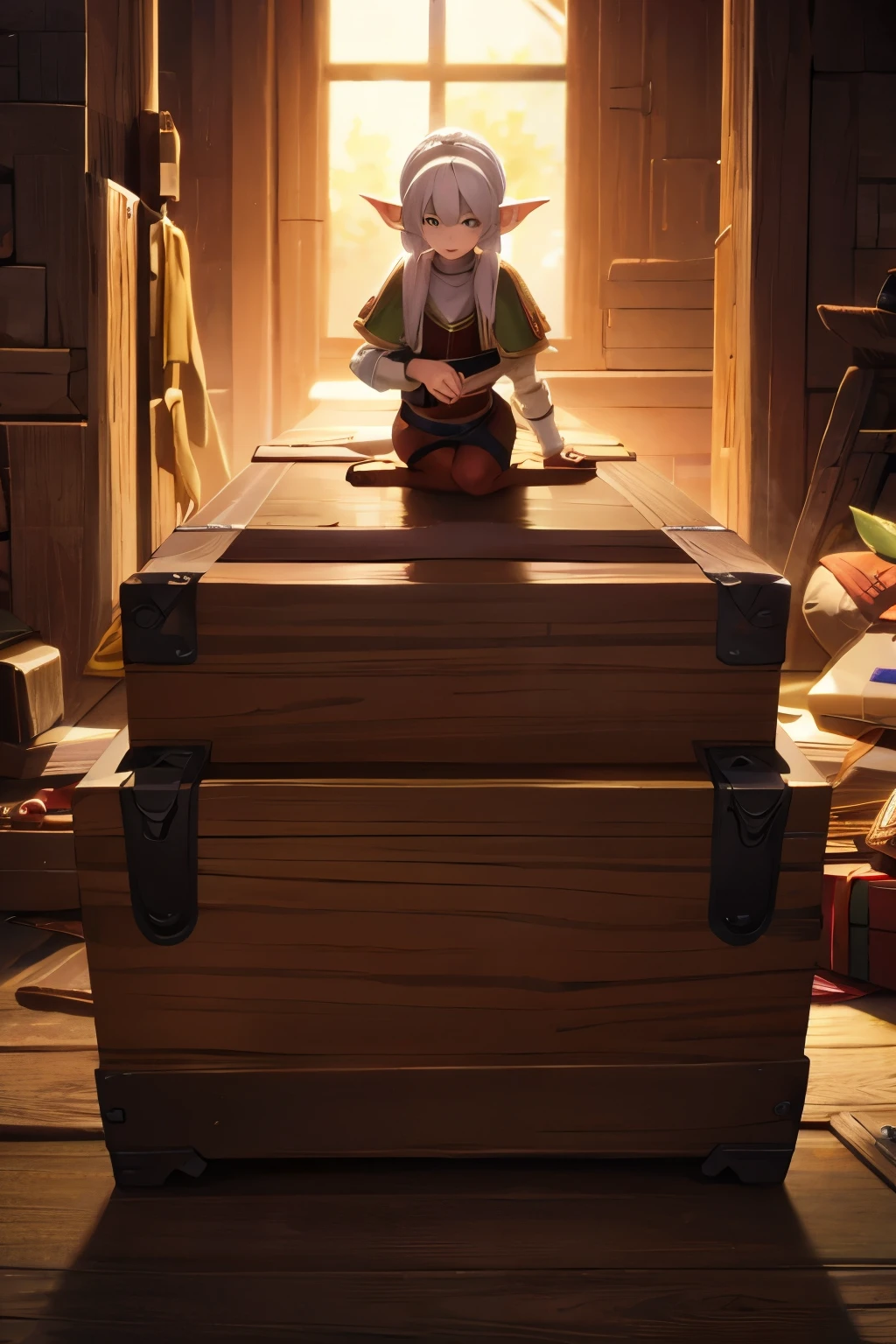 an elf , inside a trunk