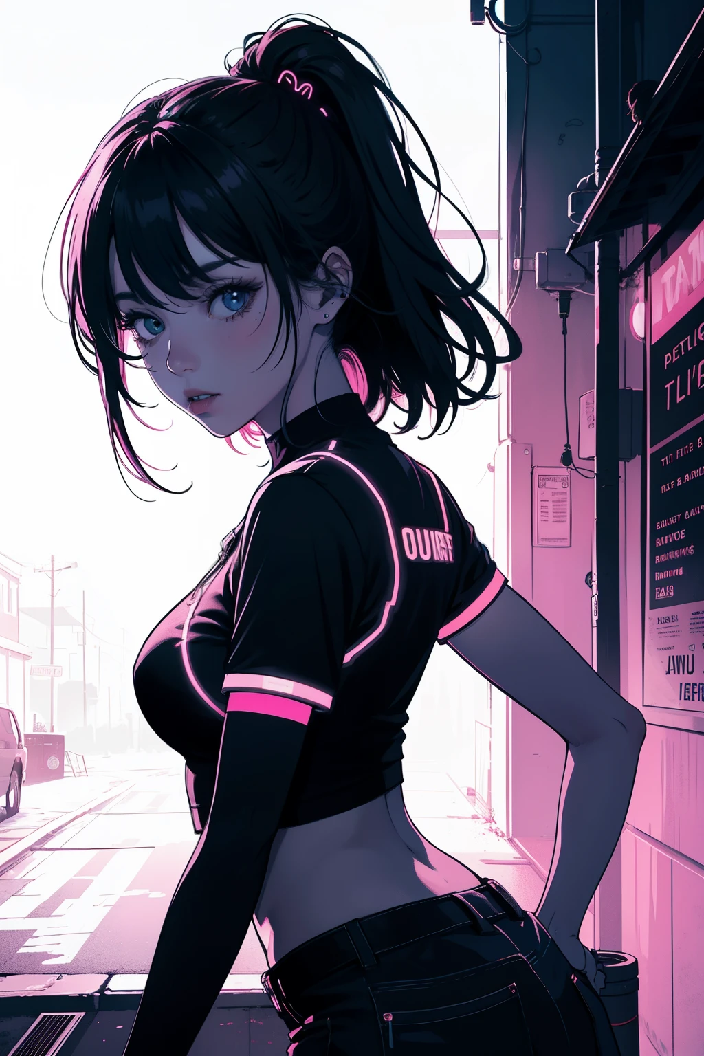 neon illustration of 1 girl