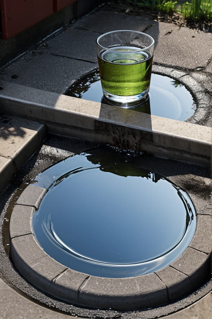 I created a glass of water running into a sewer