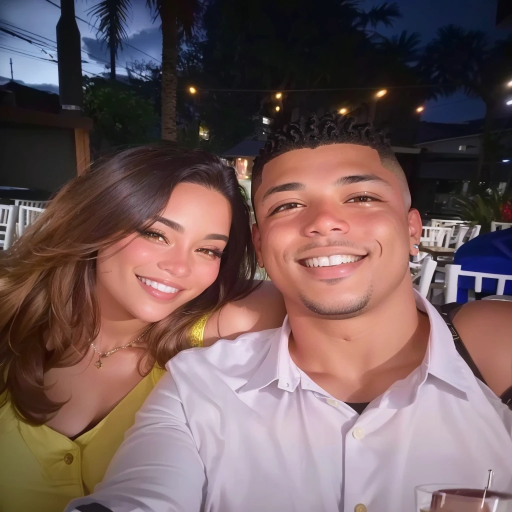they are posing for a Photo together at a restaurant, powder Nándor Katona, night!, happy couple, lovely couple, ronaldo luis nazario from lima, Photo, a Photo, profile picture, he is! about 20 years, both smiling at the camera, couple, ronaldo luis nazario de lima, night, Photografia selfie 8k