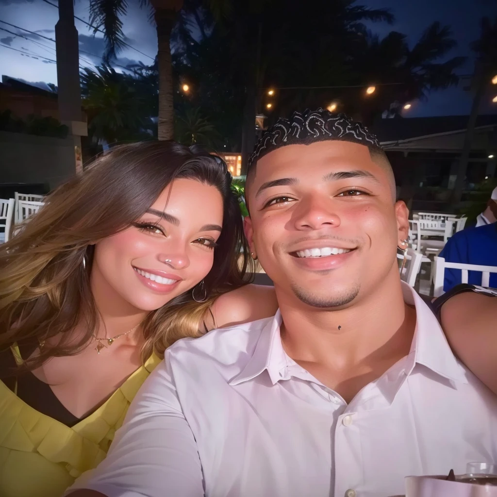 they are posing for a Photo together at a restaurant, powder Nándor Katona, night!, happy couple, lovely couple, ronaldo luis nazario from lima, Photo, a Photo, profile picture, he is! about 20 years, both smiling at the camera, couple, ronaldo luis nazario de lima, night, Photografia selfie 8k