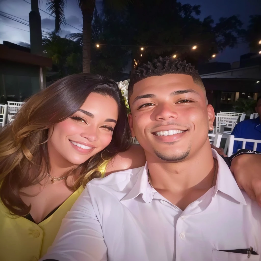 they are posing for a Photo together at a restaurant, powder Nándor Katona, night!, happy couple, lovely couple, ronaldo luis nazario from lima, Photo, a Photo, profile picture, he is! about 20 years, both smiling at the camera, couple, ronaldo luis nazario de lima, night, Photografia selfie 8k