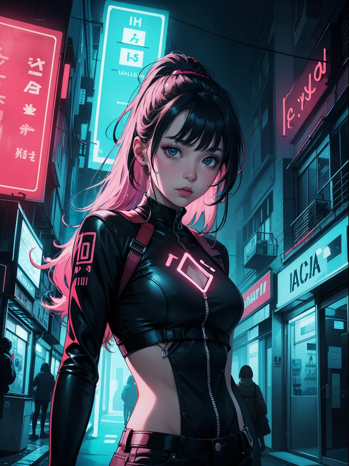 neon illustration of 1 girl