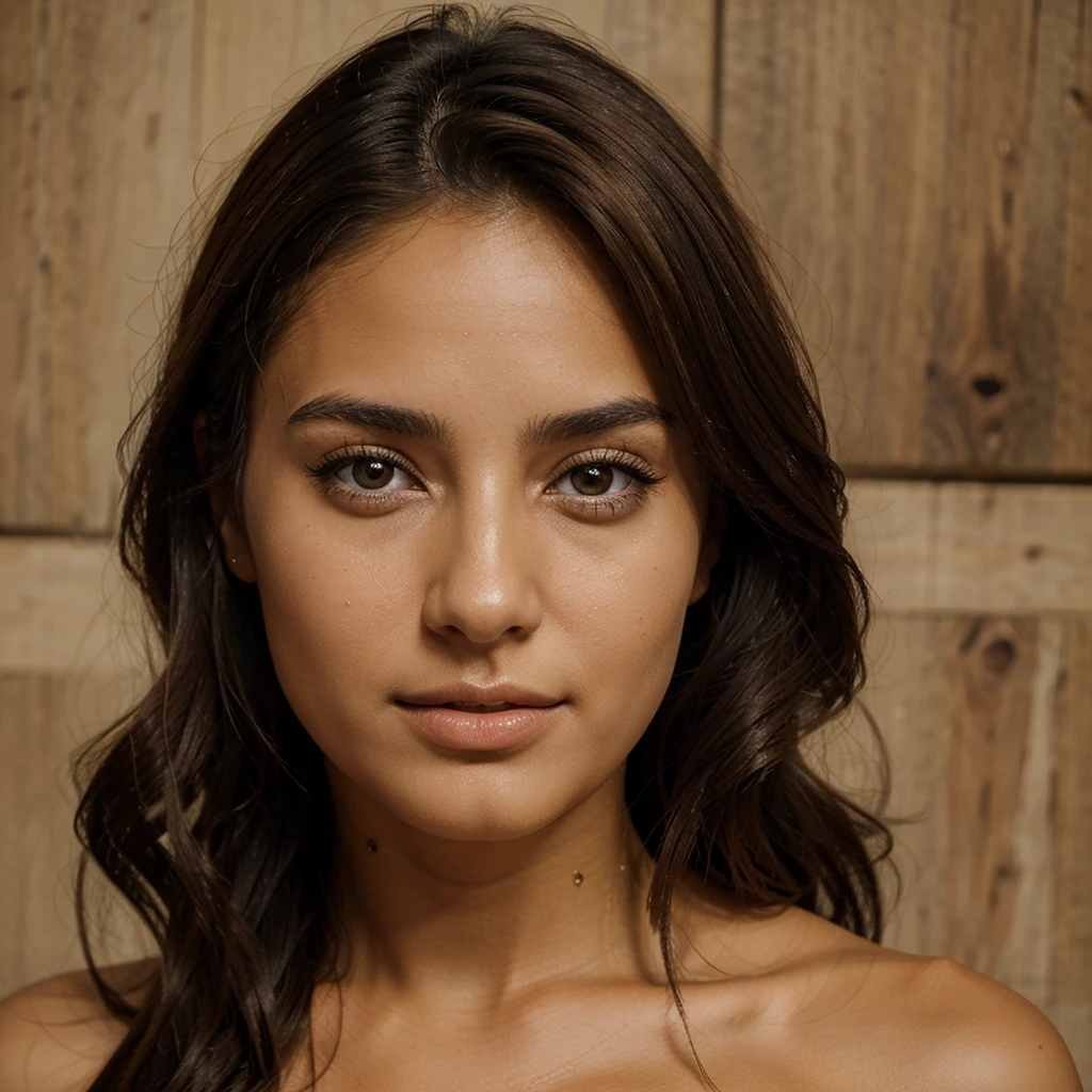 woman in her twenties, italian brown eyes, tanned realistic