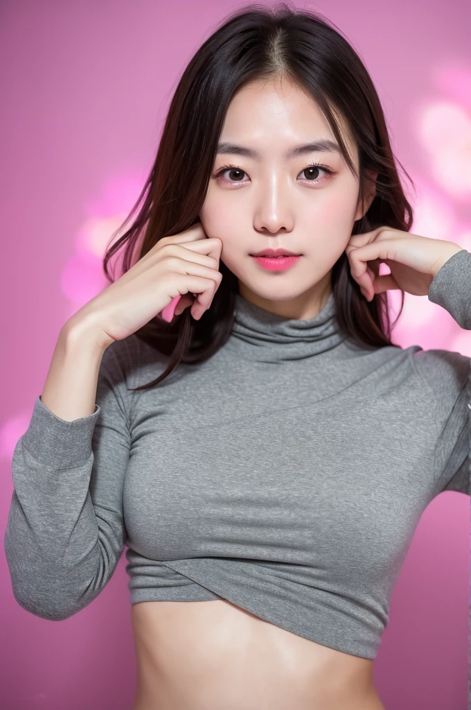 You are a talented professional photographer.(8K, RAW Photos, Highest quality, masterpiece), One girl, alone,Healthy Body、Well-groomed face、See who's watching、Very short hair、A light smile、Spread your legs、Fitted Dress、Create beautiful and feminine body photos,Accurate simulation of lightweight material interactions、