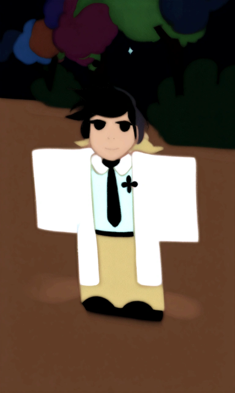 Generates a sky blue background with clouds and a floating pose