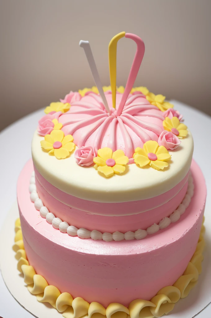 Yellow and pink birthday cake