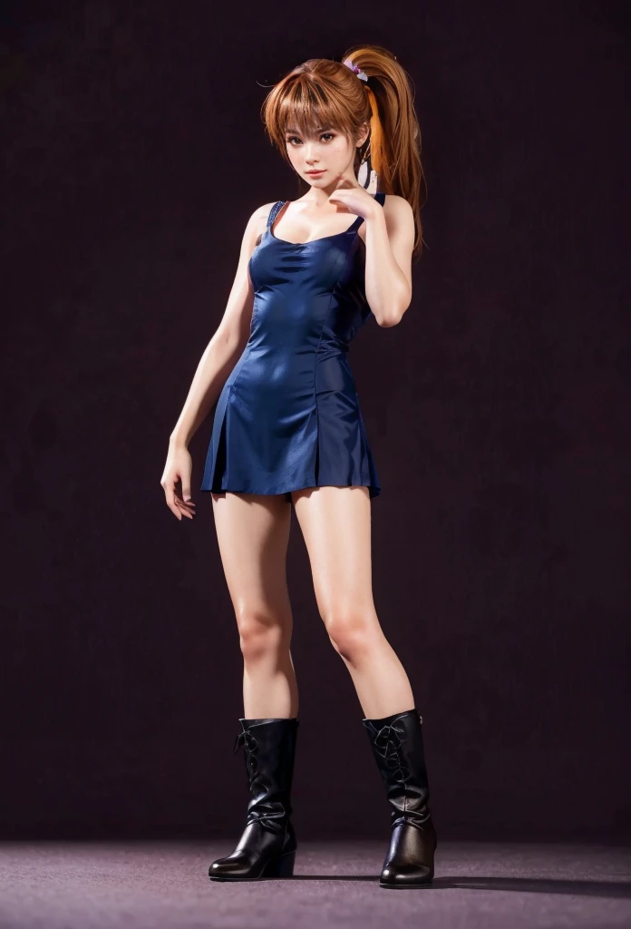 Kasumi, brown eyes, (best quality, ultra-detailed), (realistic:1.37), beautiful and detailed face, ultra-realistic texture, delicate face, delicate body, red lipstick, bright colors. High definition, 8K
