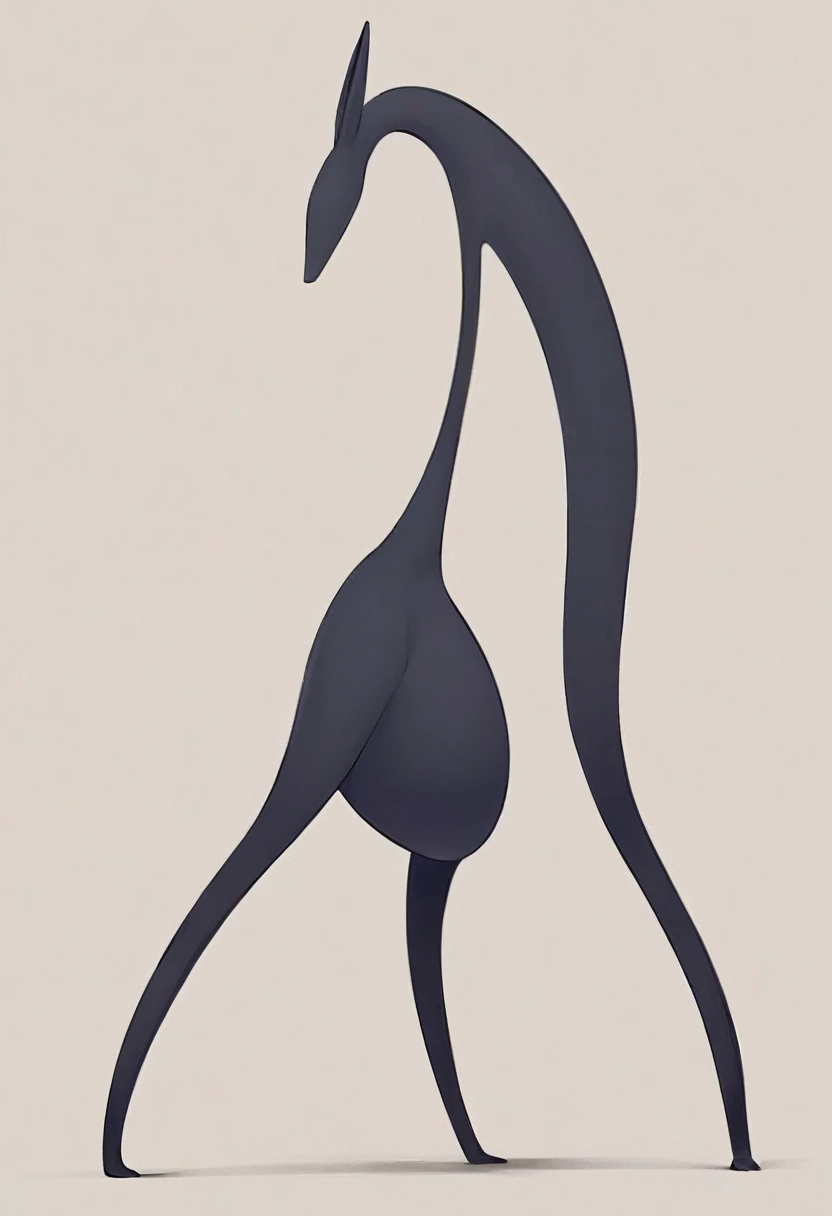 an ass-shaped creature, without arms, without a head, with two long legs